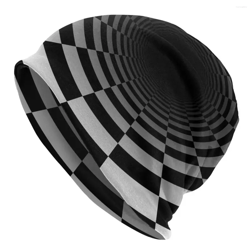 Berretti Nero Bianco Vortex Illusion Cappello a cuffia Lavorato a maglia Moda Goth Autunno Inverno Skullies Berretti Berretto caldo per donna da uomo