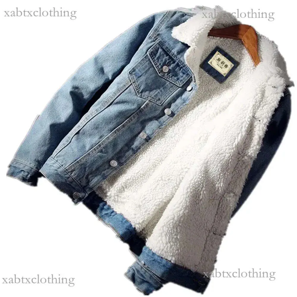 Doudoune Men and Coat Trendy Warm Fleece Thick Denim Jacket Winter Mens Jean Outwear Male Cowboy