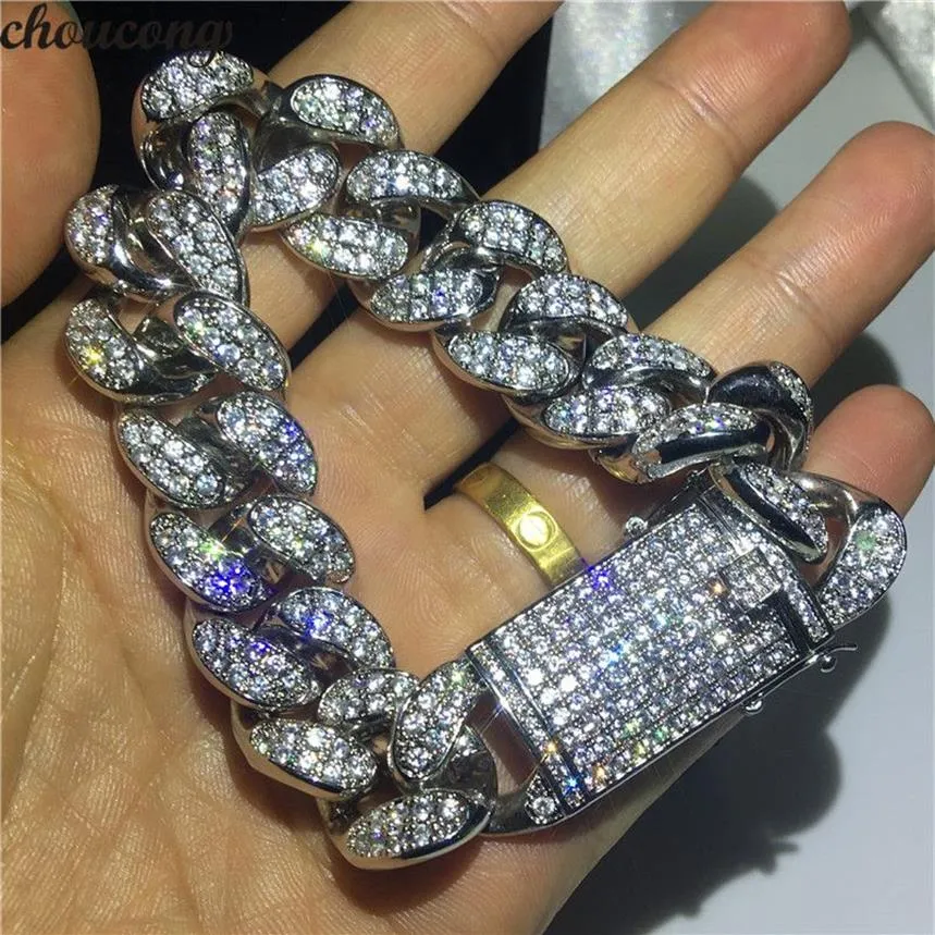 Big Hiphop Armband White Gold Filled Micro Pave 5A Zircon Party Anniversary Armband för män Fashion Rock Jewerly312s