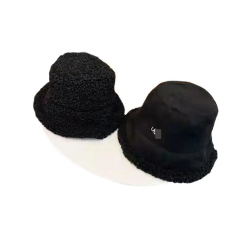 Chapeaux de styliste en laine d'agneau épais pour femmes, chapeau Double face en peluche, Version coréenne, chapeau seau assorti avec tout, automne