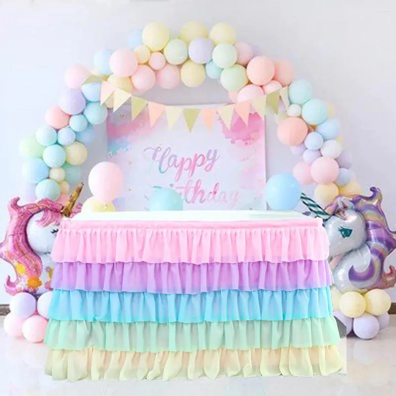 Jupe de Table Tutu en Tulle, nappe colorée, décoration de couverture de fête d'anniversaire, de Banquet de mariage, de noël
