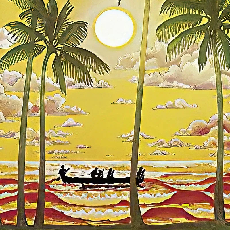 Hawaiian Air アートマップ ビンテージポスター Fine Art Prints & Posters - Hawaii Islands Route Map