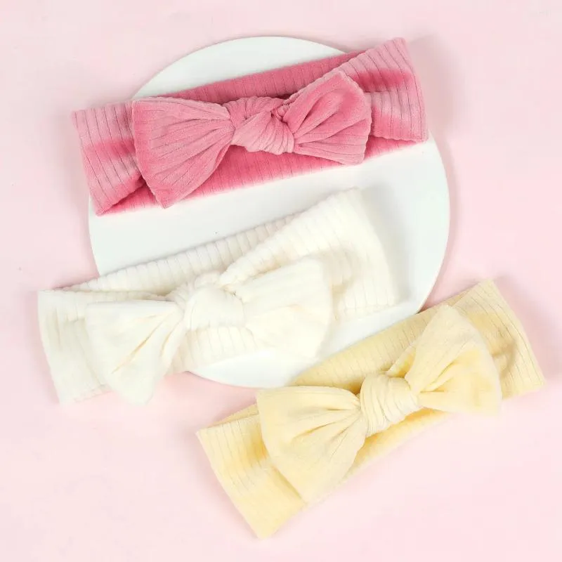 Haarschmuck Samt Baby Stirnband Rippe Schleife Elastisch Weiches Nylon Geborenes Mädchen Kinder Turban Säugling Kinder Kopfbedeckung