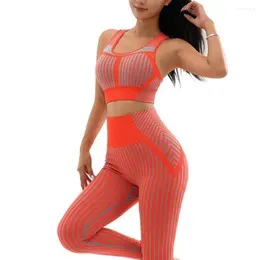 Active Sets 2PCS Women Seamless Yoga Set Gym Clothing Workout Sportswear Fitness Sleeveless Crop Top High Waist Leggings Sports Suits