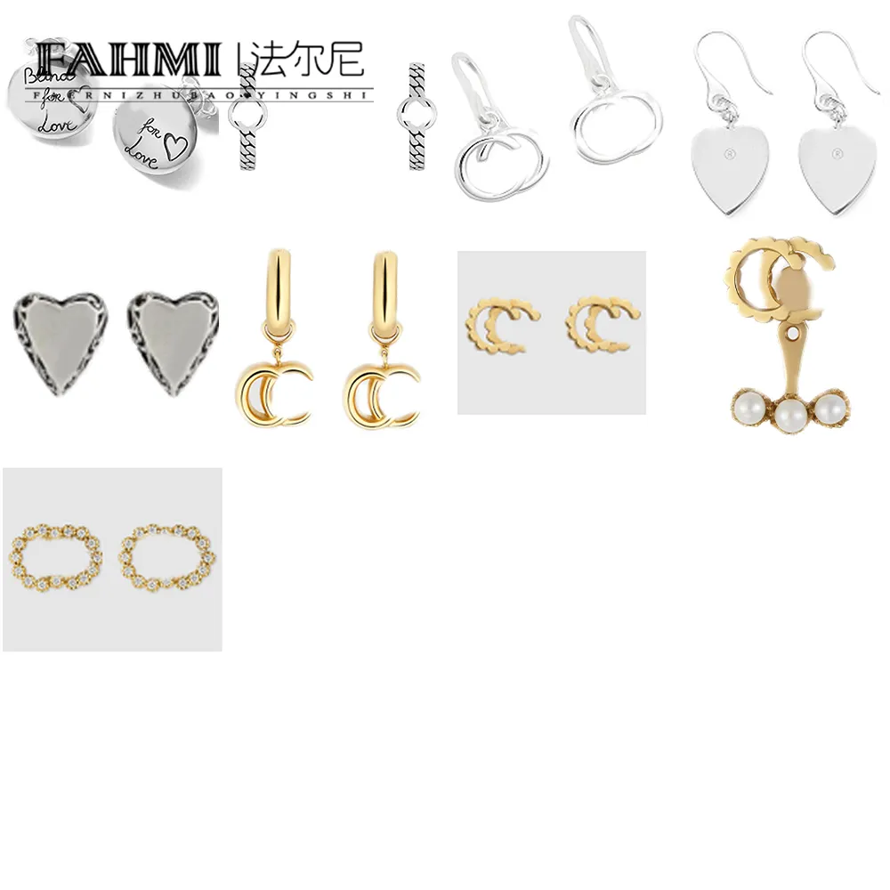 Fahmi Exquisite and fashionable pearl round letter heart-shaped hollow letter earrings single ear buckle ear clip silver Special gifts for Mother Wife Lover Friends