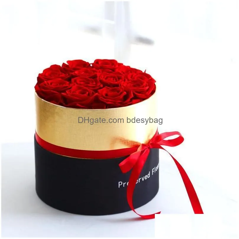 Decorative Flowers & Wreaths 2021 Eternal Rose In Box Preserved Real Flowers With Set Romantic Valentines Day Gifts The Best Mothers G Dhtqo