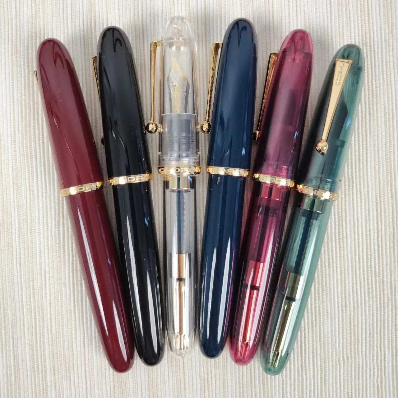 Gift Fountain Pens 2Pcs JinHao 9019 dadao Fountain Pen Acrylic Transparent Spin Pen 40MM Nib Stationery Office School Supplies Writing Gift Pen 231204