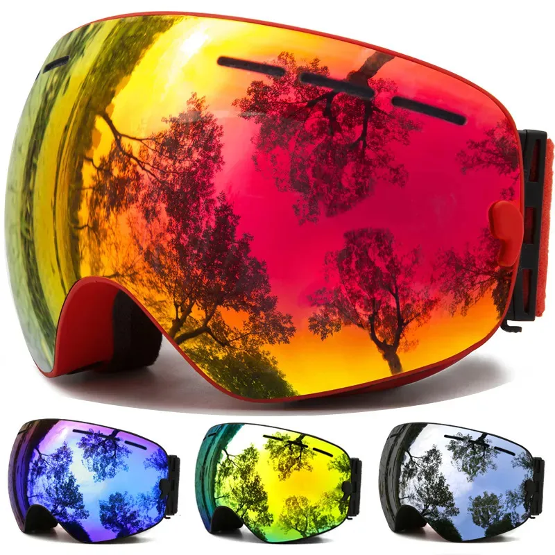 Skidglasögon Ski Goggles Winter Snow Sports Goggles med anti -dimma UV -skydd för män Kvinnliga ungdomar utbytbara lins - Premiumglasögon 231205