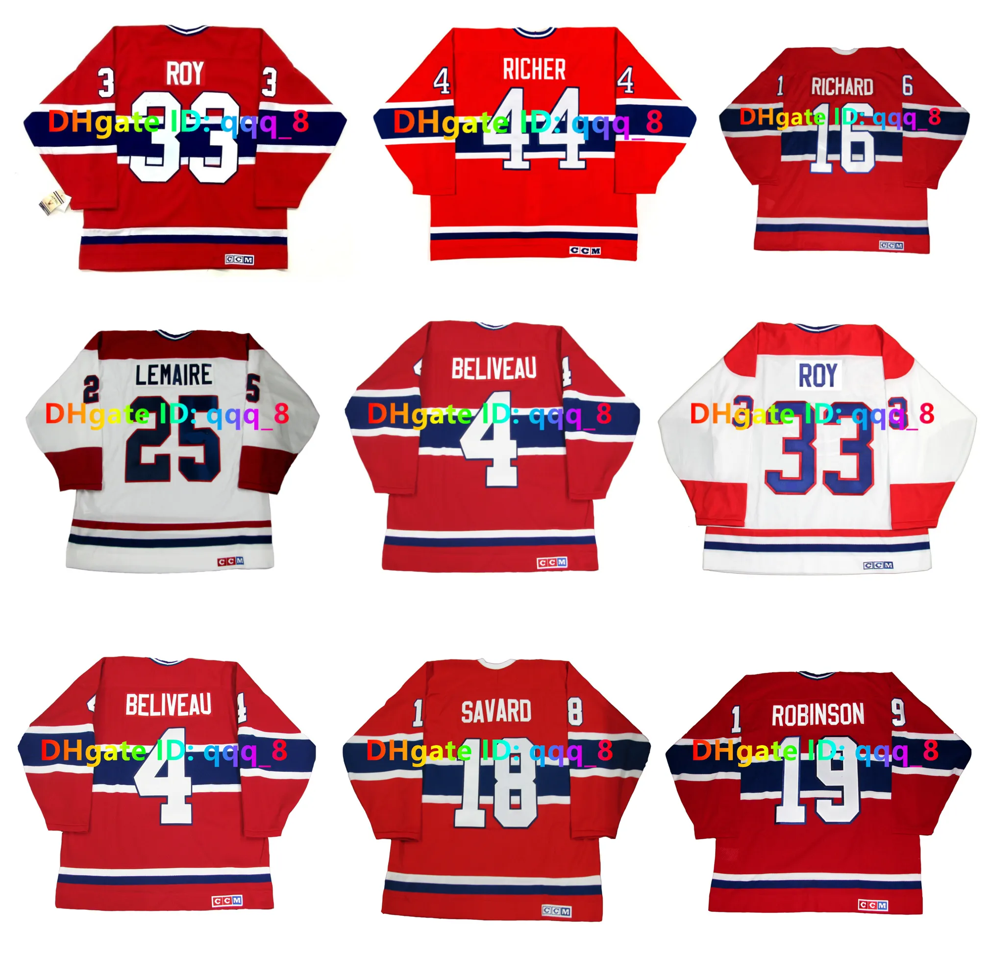 GUY LAFLEUR PATRICK ROY Custom CCM Throwback Montreal Hockey Jersey MAURICE HENRI RICHARD YVAN COURNOYER LARRY ROBINSON MATS NASLUND STEPHANE RICHER Tamaño S-4XL