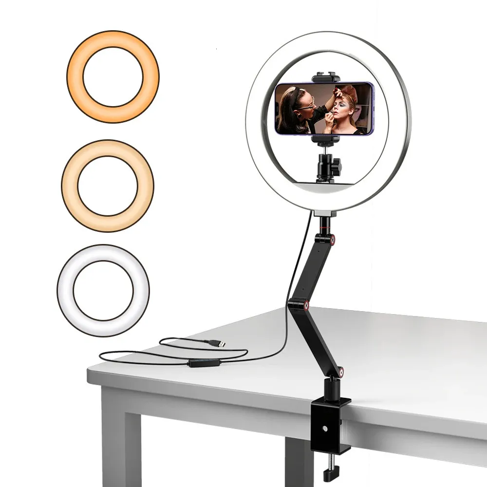 Selfie Lights Apexel Selfie Ring Light Pography LED Rim of Lamp med valfri mobil hållare monterande stativ Stand Ringlight för livevideo 231204
