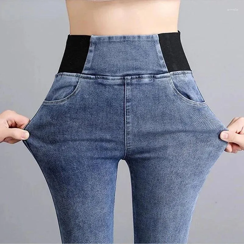 Damesjeans over maat 38 elastische taille magere vrouwen lente slanke stretch denim broek vintage potlood vaqueros moeder pantalones de mujer