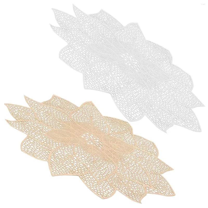 Bordmattor 2 datorer Thanksgiving Mat Flower Shape Dining Placemats Hollow Out Delicate PVC bedårande västerländsk mat