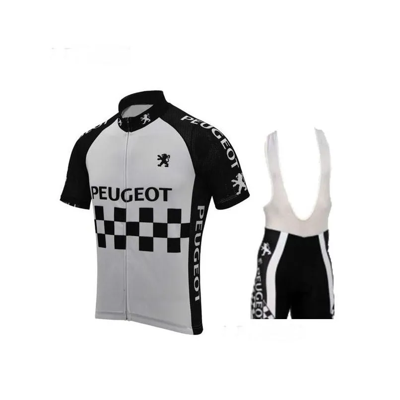 Molteni Peugeot NEW Man White / Yellow Vintage Cycling Jersey Set Short Sleeve Cycling Clothing Riding Clothes Suit Bike Wear Shorts Gel