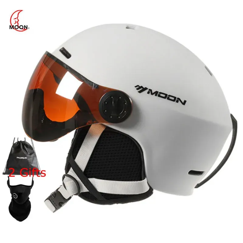 スキーヘルメットムーンスキーヘルメットゴーグル統合的に成形されたPCEPS高品質のスキーヘルメットアウトドアスポーツスキースノーボードスケートボードヘルメット231205