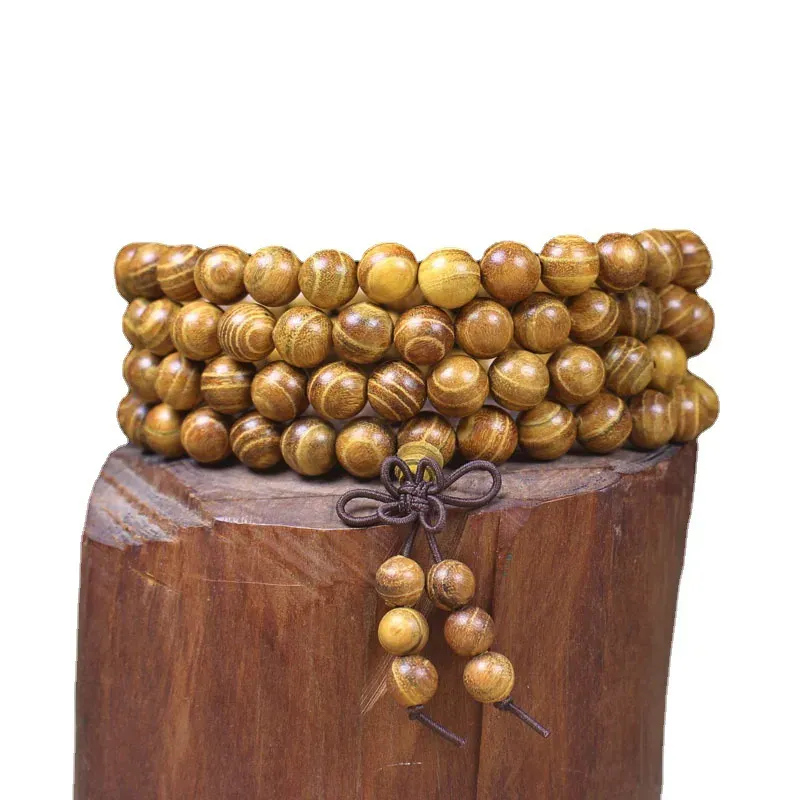 Gold teak 8mm 6mm 108 beads bracelets and strands men's and women's jewelry manufacturers' wholesale run