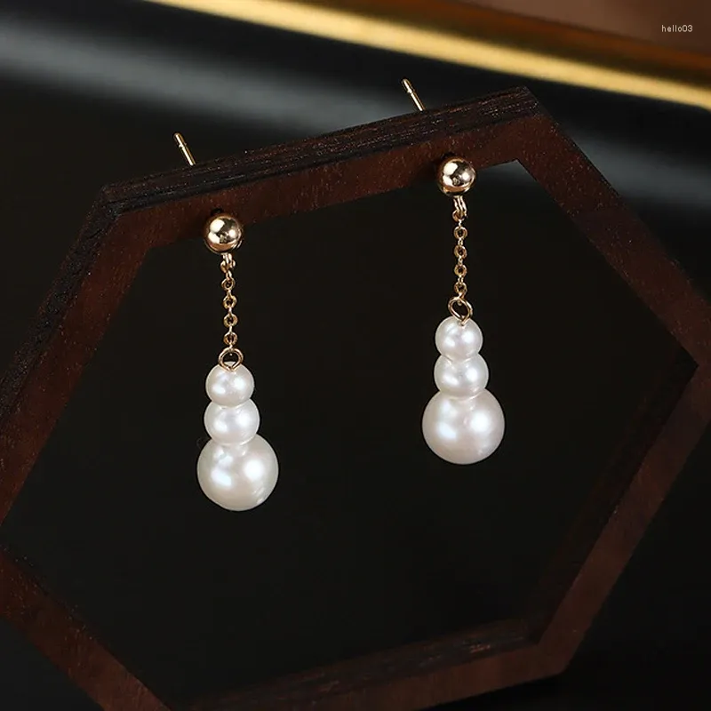 أقراط متدلية Meibapj 8mm Natural Freahwater Pearls Fashion Simple Drop 925 Silver Fine Wedding Jewelry for Women