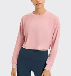 LuLu lemons lu-157 Jacquard Women`s Yoga Tops Gym clothes Loose Quick Dry Sports T-shirt Long Sleeve Outdoor Fitness Shirt