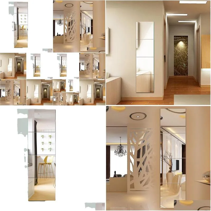 Miroirs Épissage Minimaliste Moderne FL Corps Miroir ES avec des blocs auto-adhésifs pouvant être collés au dortoir Combinaison Dressing Fit Dhhof