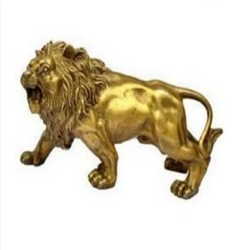 Mässing Crafted Human Antique Decoration Collectable Home Decorations Feng Shui Brass Lion Sculpture Statue293m