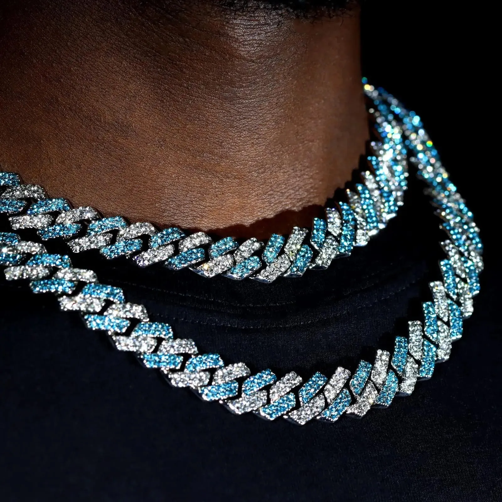Chokers Rhinestone Cuban Link Chain Necklace Heavy From Guan05