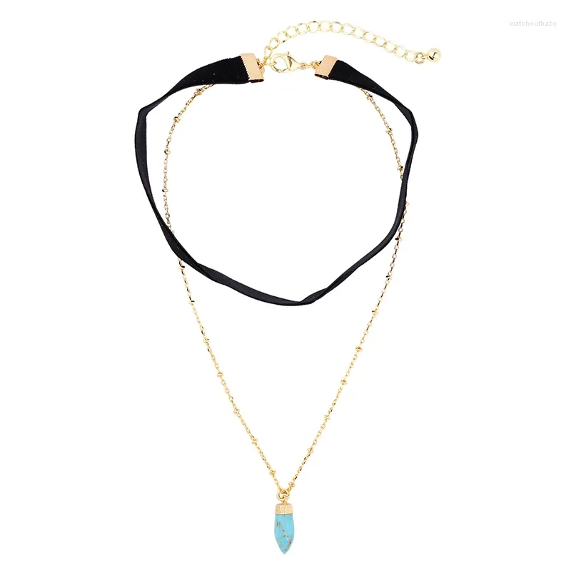 Pendentif Colliers Black Velvet Collier Collier Simple Convertible Accessoires Géométrique Pierre Synthétique Pour Femmes