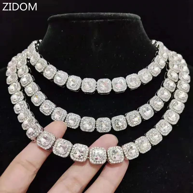 Chokers Erkek ve Kadınlar Hip Hop Zinciri Kolye 12.5mm genişlikte Kare Zincir Buz Köpüklü Hip Hop Kolyesi Moda Tılsım Takı 231205