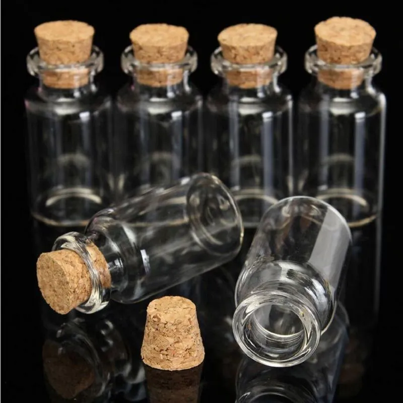 Mini Clear Cork Stopper Glass Bottles Vials Jars Containers mason jar Small Wishing Bottle with Cork For Wedding decoration S020C