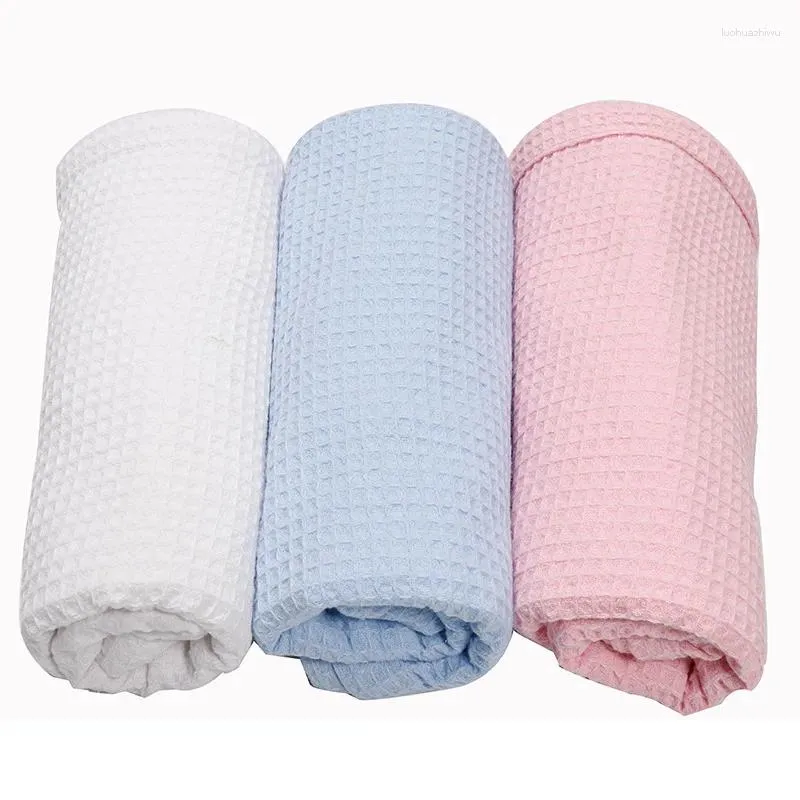 Blankets High Quality Cotton Waffle Blanket Warm Comfortable Breathable Solid Color Swaddle Crib Stroller Quilt Born Gift