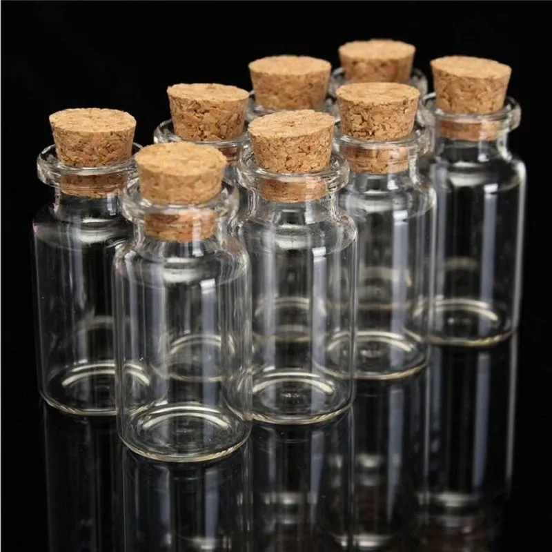 Mini Clear Cork Stopper Glass Bottles Vials Jars Containers mason jar Small Wishing Bottle with Cork For Wedding decoration S020C