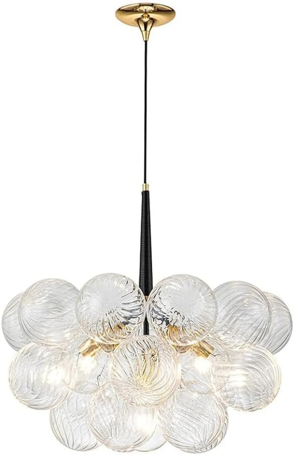 バブルガラスモダンシャンデリア 白い透明なグローブ吹きガラス照明