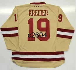 c2604 Vintage NCAA College EAGLES 19 CHRIS KREIDER Hockey Jerseys Cream Stitched Shirts Mens M-XXXL