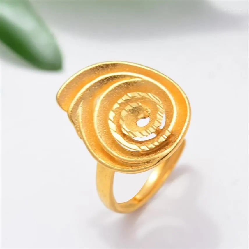 Pierścienie ślubne Projekt Etiopia Morning Glory 24k Flower Gold Kolor dla kobiet dziewczyny luksusowy elegancki pierścionek zaręczynowy Jewelry 327p