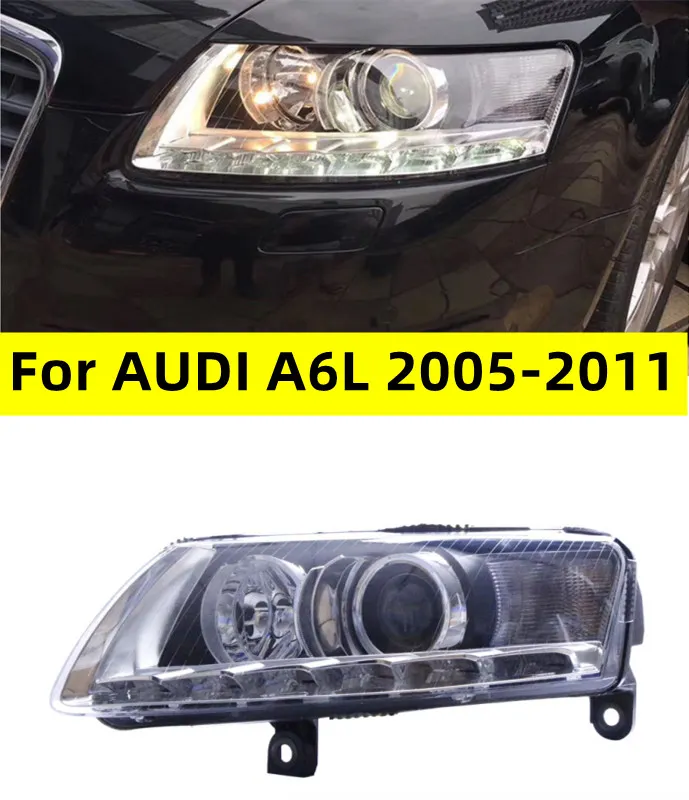 Faro delantero de coche para AUDI A6L 2005-2011, faro delantero LED DRL, faros de señal de giro, faro de xenón de doble lente