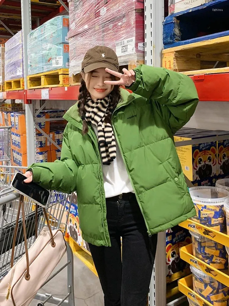 JMPRS Green Trench Coat For Women Thick Down Cotton Jacket For Winter