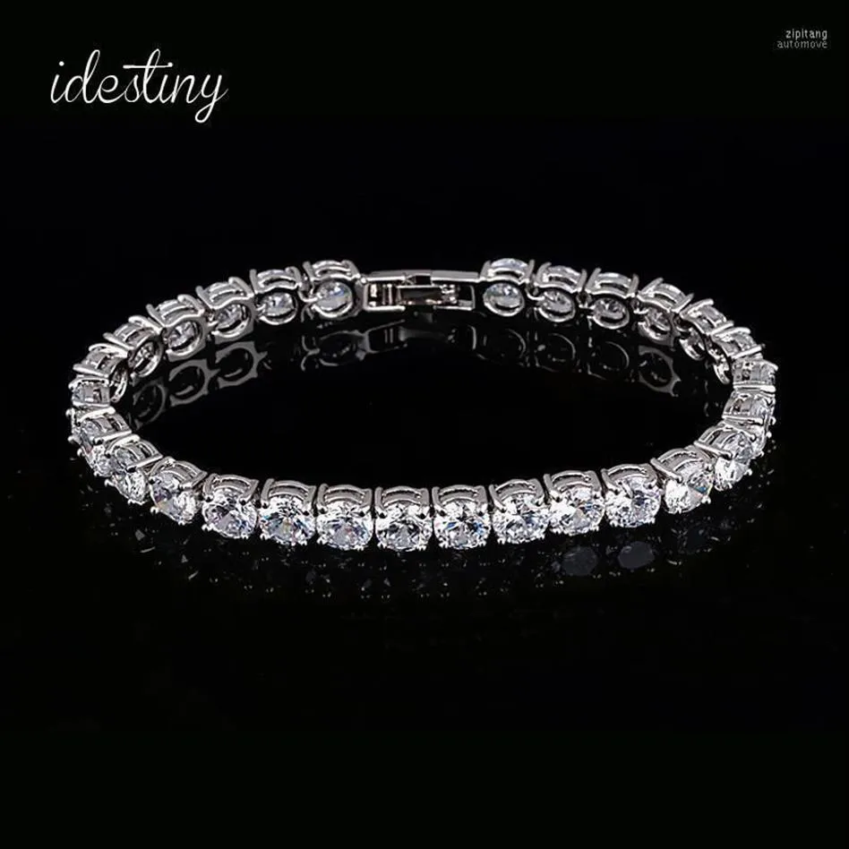 11 11 Bracciale tennis per donna con ciondolo 6mm rotondo zirconi cubici Pulseira gioielli da sposa classici Bracciale da donna12045