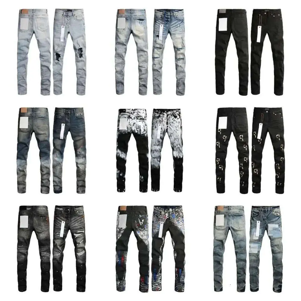 Mens Purple Jeans Designer Stacked Long Pants Ksubi Ripped High Street Brand Patch Hole Denim Straight Fashion Streetwear Silm Mencoat Theface Jacketstop