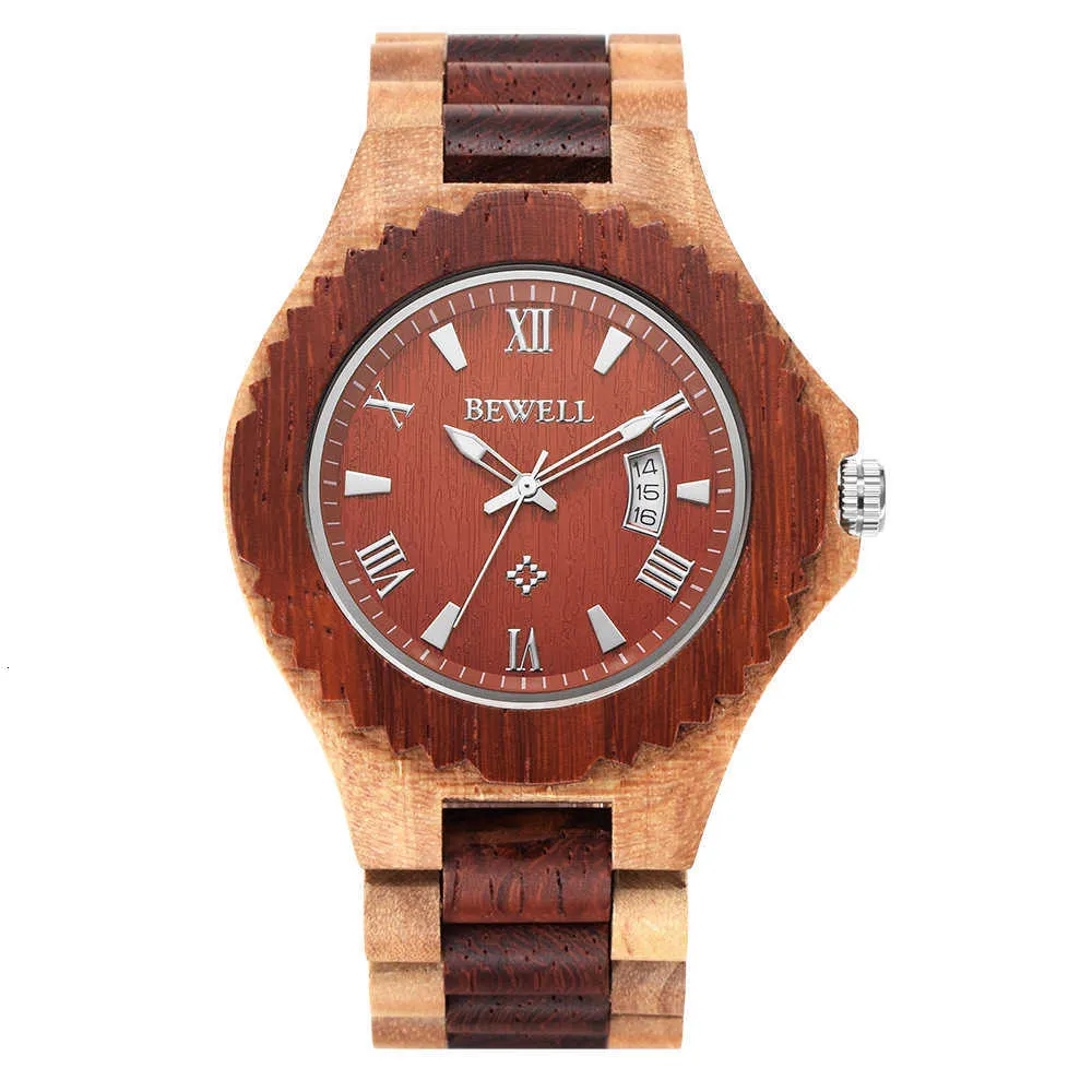 Montre de créateur montres BEWELL tendance hommes calendrier de la mode mouvement montre en bois de santal en bois massif nouveau produit montre