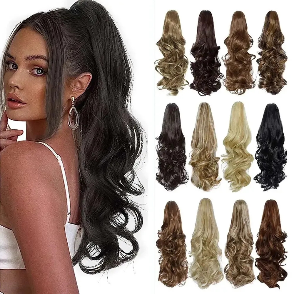 Synthetic Wigs Lihui Synthetic 22inch Wavy Claw Clip On tail Hair tail Hair For Women Tail Hair Hairpiece 231204