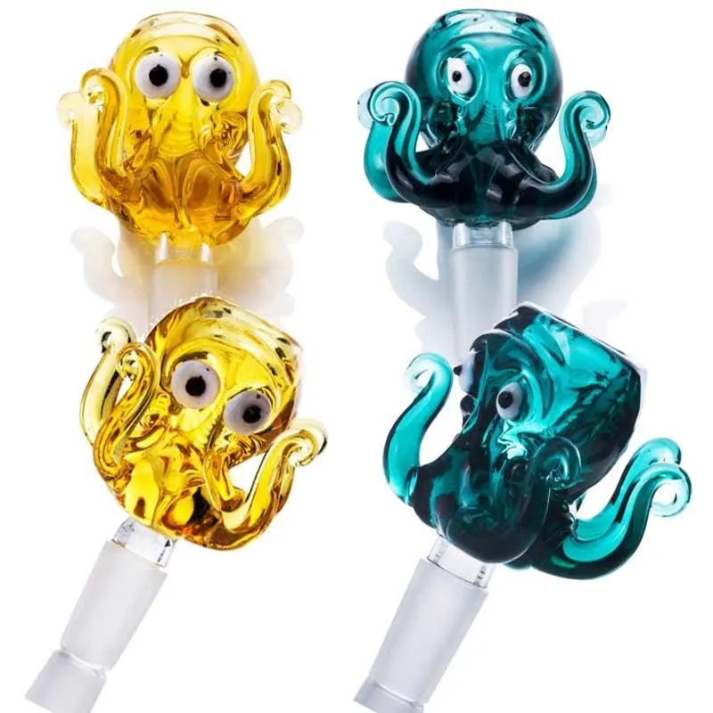 Bol de fleur de poulpe coloré pièce tête de seiche accessoires de bang en verre recycleur Dab Rig accessoire de bangs d'eau en verre 14mm bol commun