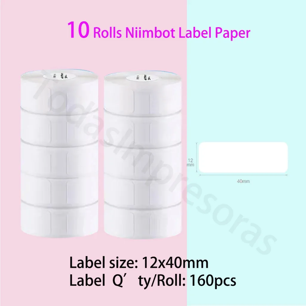Lable Paper Niimbot Thermal Label Paper Auto Sticker Etiketter Lim Klar färg Vit papper som ska användas i D110 D101 D11 Pocket Thermal Printers 231205