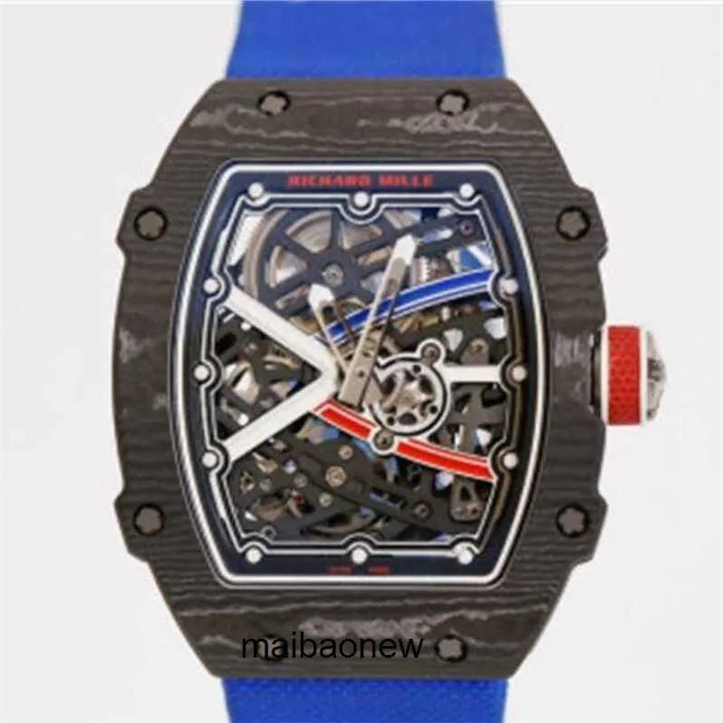 Montre mécanique RM6702 Montre-bracelet de luxe Cadran en carbone Montres-bracelets pour hommes et femmes Montres-bracelets suisses en fibre bleue yS7AH avec logo Boîte d'origine