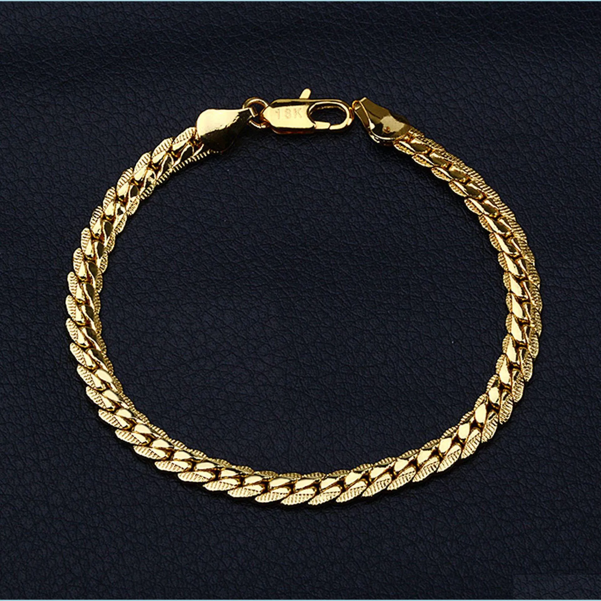 Bracciale in oro 18 carati femminile moda catena per le donne Gioielli da sposa per feste di nozze Regalo di compleanno Braccialetti con consegna a goccia laterale 5M Dh78X