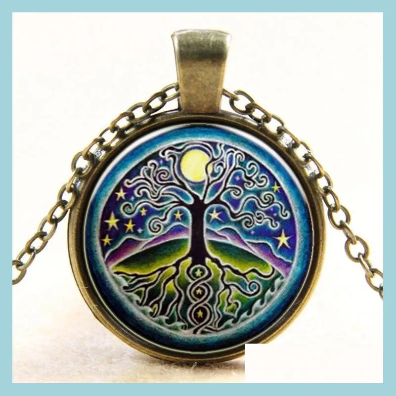 Pendant Necklaces Necklace Pendants Vintage Tree Cabochons Antique Bronze Chain Fashion Jewelry Locket Drop Delivery Dh79U