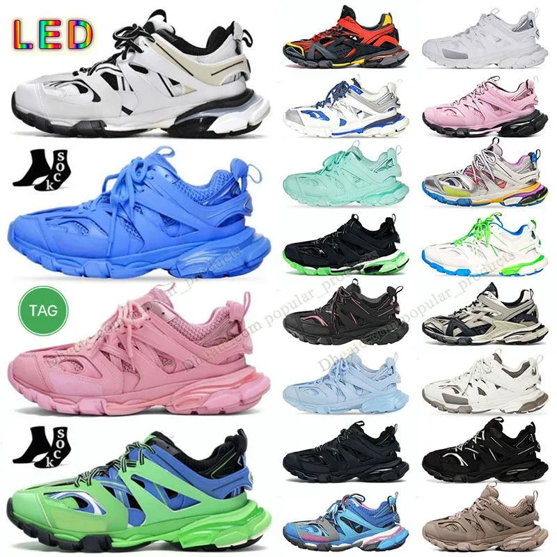 Balenciaha Track LED 3 3.0 Tess.s. Gomma Casual Shoes Balencaga Platform led light up white black white pink blue Luxury brand sneakers Men Women Runner 7.0 Tracks Trainer