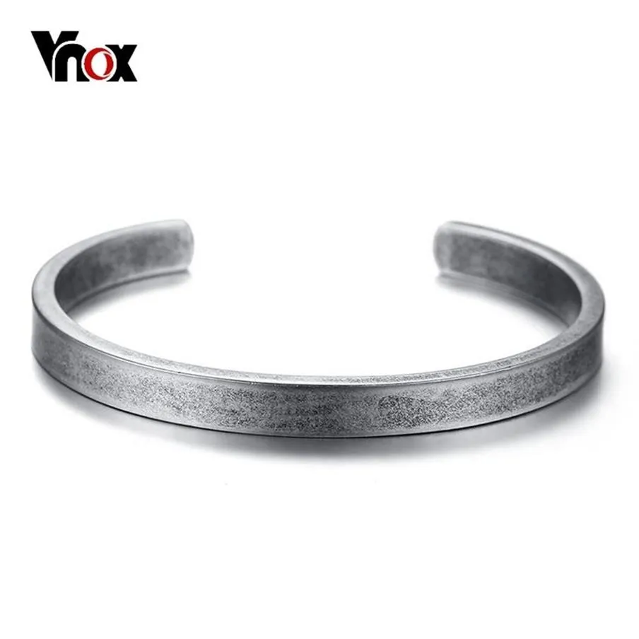 Vnox Vintage Viking Cuff Bracelets Bangles for Men Women Simple Classic Pulseras hombre Stainless Steel Male Jewelry 220222314Q