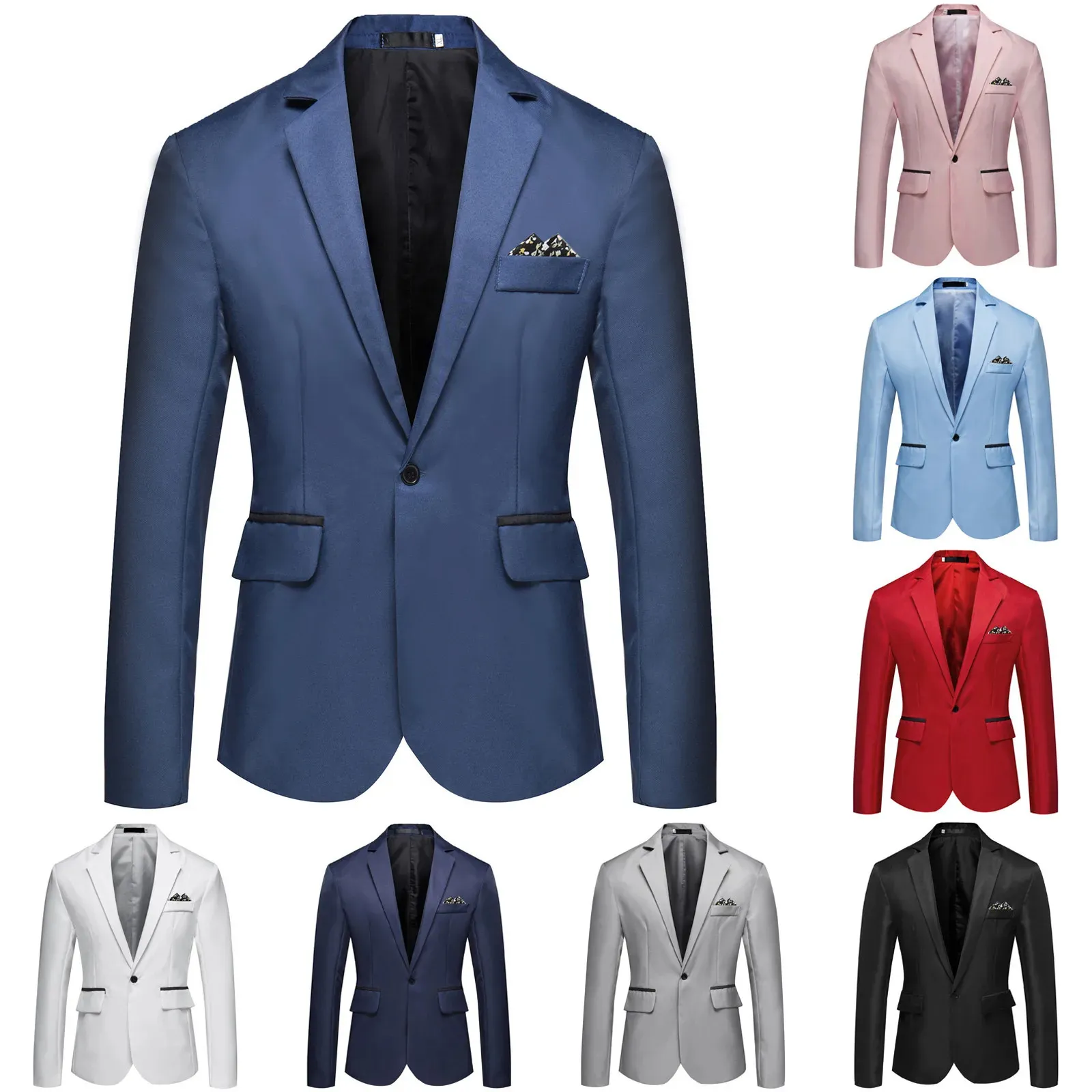 Męskie garnitury Blazery 7 Kolor Wysokiej jakości mężczyźni Blazer klasyczny Slim Fit Solid Color Corbuse Mash