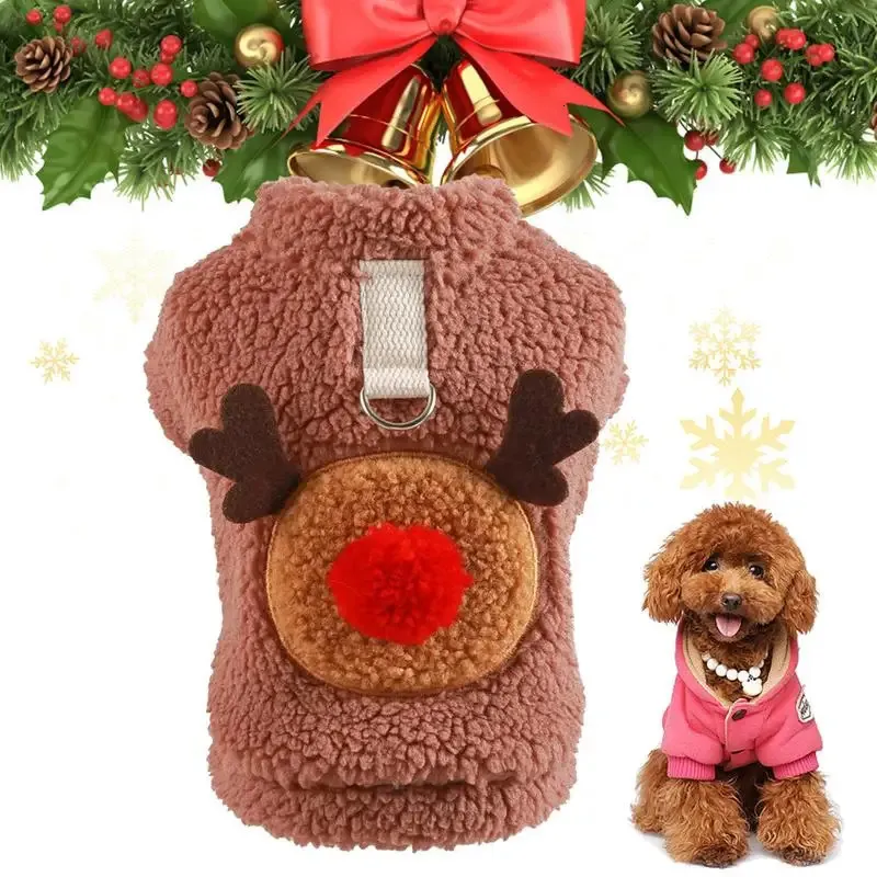 Cão vestuário cão camisola de natal pet cervos casaco suéter roupas de cão ano animais de estimação roupas para cães pequenos médios traje quente cão 231205