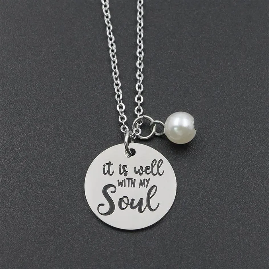 Hanger Kettingen Mode Bijbelvers Ketting Het Is Goed Met Mijn Ziel Rvs Citaat Schrift Christelijke Sieraden GiftsPend281P