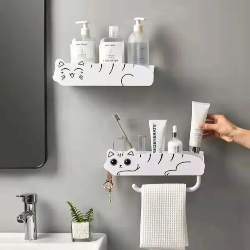 Bathroom Shelves Balcony Shelf Wall Mounted Soap Dish kitchen Storage Plastic Nailfree 231227