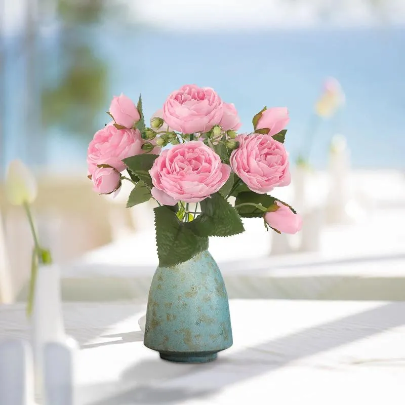 Fiori decorativi Piante artificiali per composizioni floreali all'aperto Centrotavola Peonia Simulazione Rosa Matrimonio